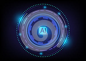 Artificial intelligence circuit line style. AI micro processor unit storage database. Smart network digital technology. vector