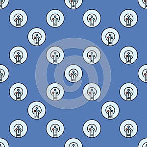 Artificial Intelligence Circuit vector AI Technology round colored seamless pattern