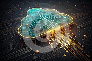 Artificial Intelligence and Cloud Computing Data Network Concept