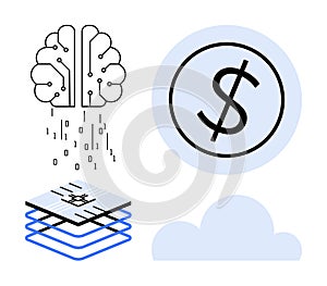 Artificial Intelligence, Cloud Computing, and Financial Technology Concepts in Minimalist Style