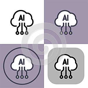 Artificial intelligence cloud symbol - artificial intelligence icon