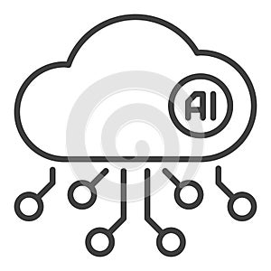 Artificial Intelligence Cloud Technology vector AI Network icon or symbol in outline style
