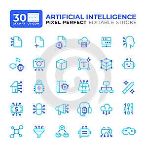 Artificial intelligence colorful line ui icons set