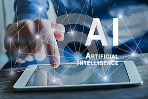 Artificial intelligence concept, AI network photo