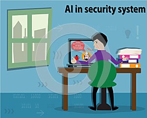 Artificial intelligence concept,AI in security operation - vector