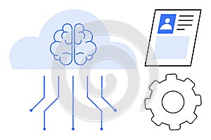 Artificial Intelligence and Cloud Computing Concept with Neural Networks and Data Processing