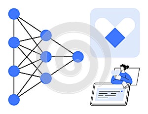 Neural Network and Artificial Intelligence Concept with Digital Learning Elements