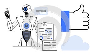 Artificial Intelligence Concept with Robot Analyzing Data and Cloud Technology Features