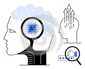 Artificial Intelligence and Human Brain Concept with Machine Learning Elements and Data Analysis