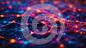 Artificial intelligence concept background. Macro shot of synapses, electrical signals between neurons of brain