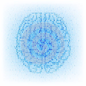 Artificial intelligence concept. Binary code brain icon.