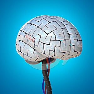 Artificial intelligence concept, bionic brain, robot brain 3d rendering