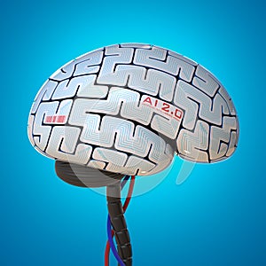 Artificial intelligence concept, bionic brain, robot brain 3d rendering