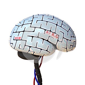 Artificial intelligence concept, bionic brain, robot brain 3d rendering