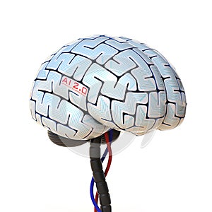 Artificial intelligence concept, bionic brain, robot brain 3d rendering