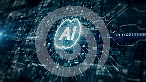 Artificial intelligence concept, Brain over the circuit board, Deep learning modern computer technology, Futuristic Cyber