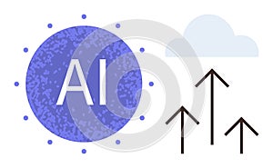 Artificial Intelligence Concept with Cloud Computing and Growth Arrows
