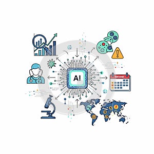 Artificial intelligence concept with data visualization