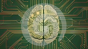 Artificial Intelligence Concept: Digital Brain Circuitry