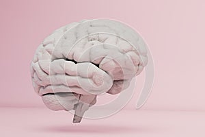 artificial intelligence concept with a floating brain model. 3d render