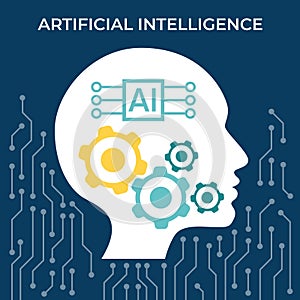 Artificial intelligence concept. Futuristic Human Big data visualization. Cyber mind design. Machine learning.