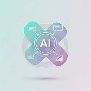 Artificial intelligence concept graphic with data visualization and