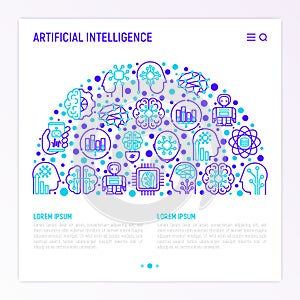 Artificial intelligence concept in half circle