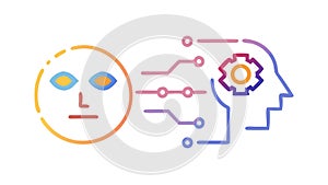 Artificial intelligence concept with human face and machine mind vector design Generative AI