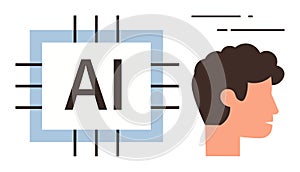 Artificial Intelligence Concept with Human Profile and AI Processor