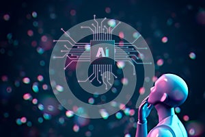 Artificial intelligence concept with humanoid