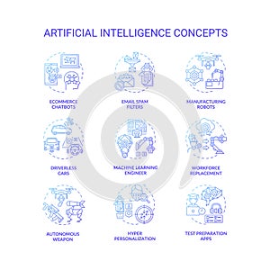Artificial intelligence concept icons set