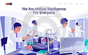 Artificial intelligence concept isometric landing page.