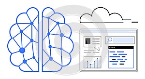 Artificial Intelligence Concept with Neural Network Brain and Data Interface Integration