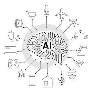 Artificial intelligence connects the future, vector illustration