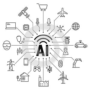 Artificial intelligence connects the future, vector illustration