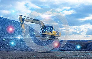 artificial intelligence controls the excavator without human intervention and transfers data to the cloud systems for storage and