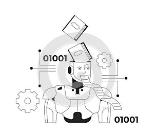 Artificial intelligence and copyright infringement line illustration concept