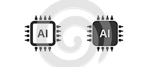 Artificial Intelligence CPU digital technology icon. Computer chip. Vector isolated illustration