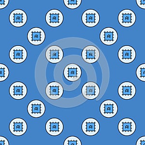 Artificial Intelligence CPU vector AI Chip round colored seamless pattern