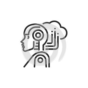 Artificial intelligence cyborg line icon