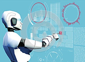 Artificial intelligence, cyborgs. Robot. Hud, Head-up display, science fiction. Sci-fi. Computer and programming
