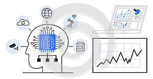 Artificial Intelligence in Data Analysis and Automation with Brain and Technology Concept