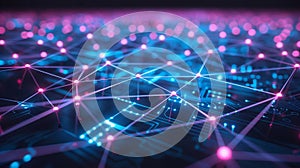 Abstract Network Connection, Technology Background. Neural Network Concept