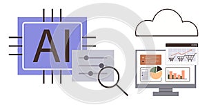 Artificial Intelligence and Data Analysis Concept with Cloud Computing and Digital Tools