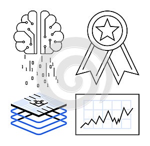 Artificial Intelligence, Data Layers, Analytics, and Achievement Concept