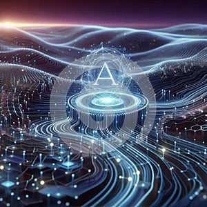 Artificial intelligence data pathways. Blockchain field interactions. Network connection streams