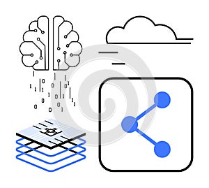 Artificial Intelligence, Data Sharing, Cloud Storage, and Integrated Technology Concept