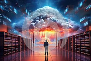 Artificial intelligence digital brain future technology on computer motherboard. binary data. AI brain. Futuristic