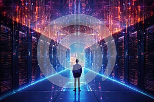 Artificial intelligence digital brain future technology on computer motherboard. binary data. AI brain. Futuristic