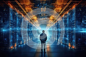 Artificial intelligence digital brain future technology on computer motherboard. binary data. AI brain. Futuristic